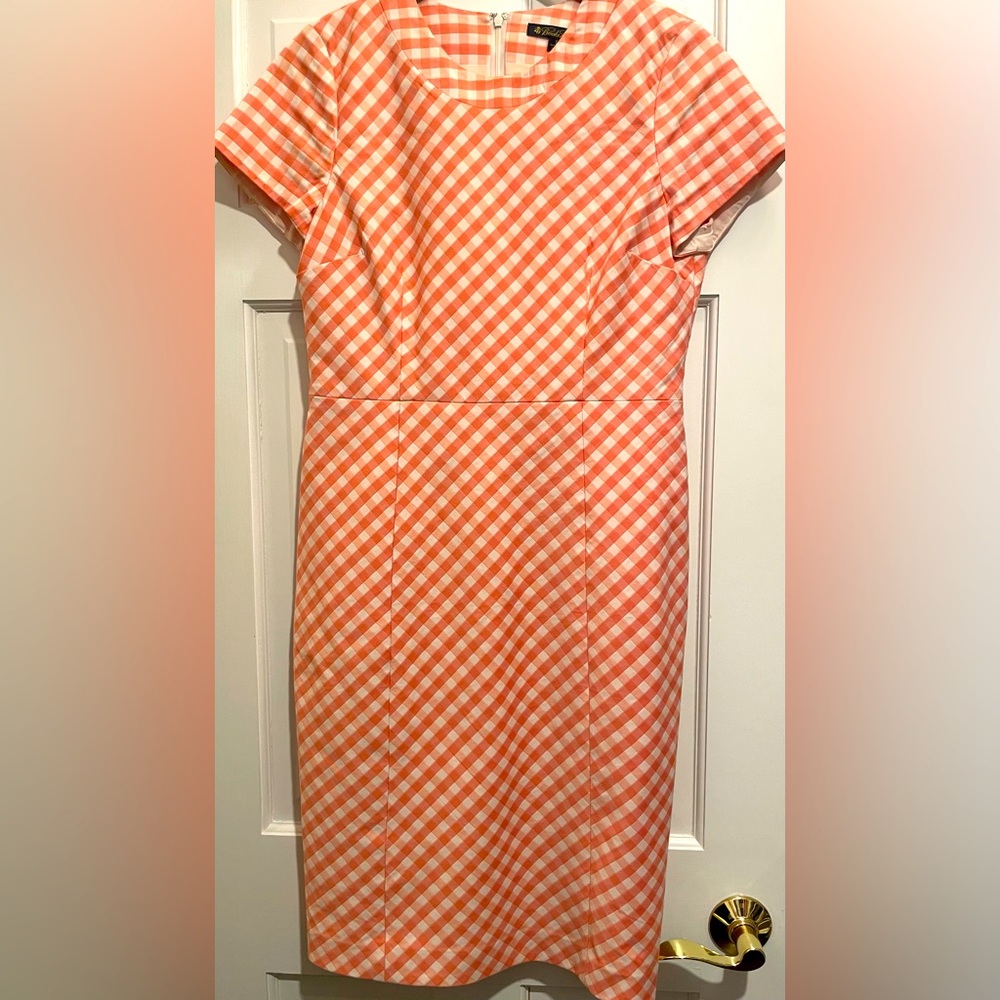 Brooks Brothers pink/white check pattered dress size 8